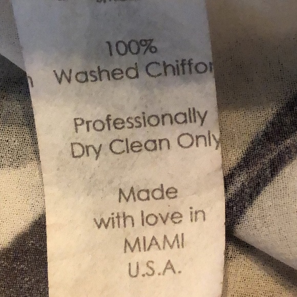 ✨Ramona LaRue Chiffon Balloon sleeve sheer cross tied abstract print overblouse - Picture 10 of 12